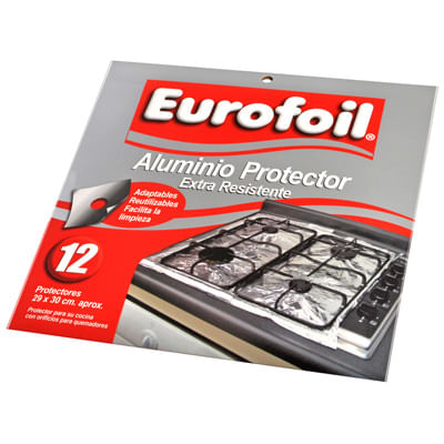Papel aluminio Eurofoil protector cocina 29 cm x 30 cm 12 un