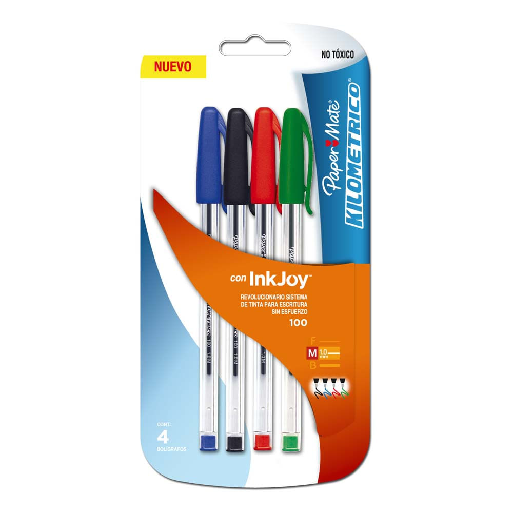 Set 4 bolígrafos Paper Mate rojo negro azul y verde