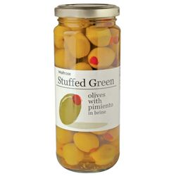 Aceitunas Waitrose verdes rellena con pimiento frasco 340 g