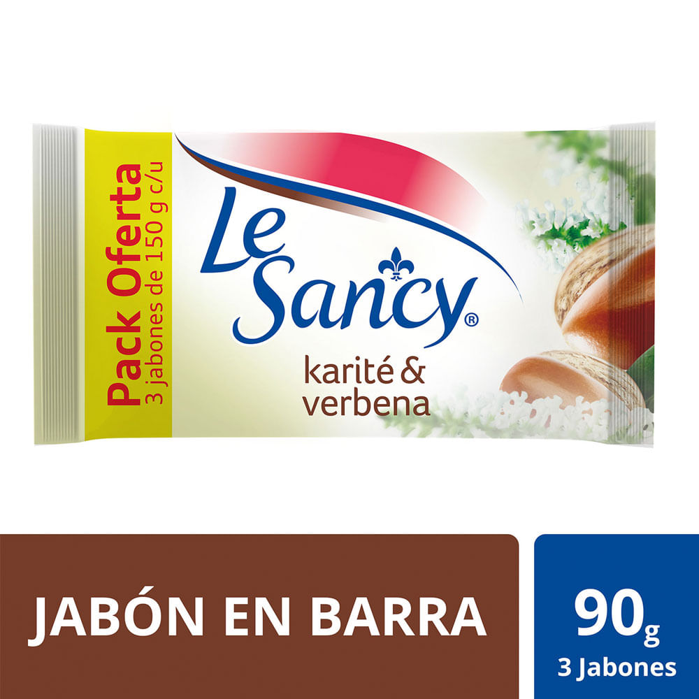 Pack Jabón en barra Le Sancy karité y verbena 3 un de 90 g