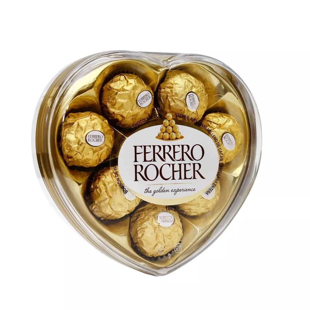 Bombón chocolate Ferrero Rocher corazón 8 un caja 100 g