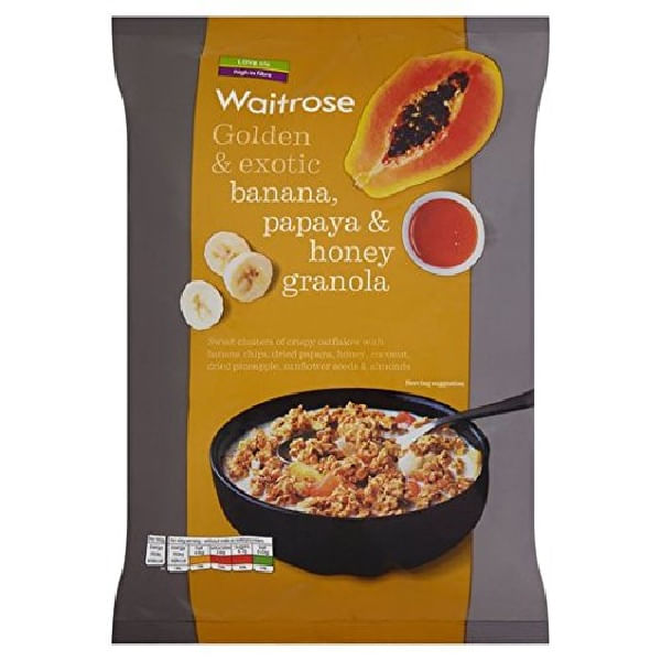 Cereal Waitrose granola banana papaya y miel 1 Kg