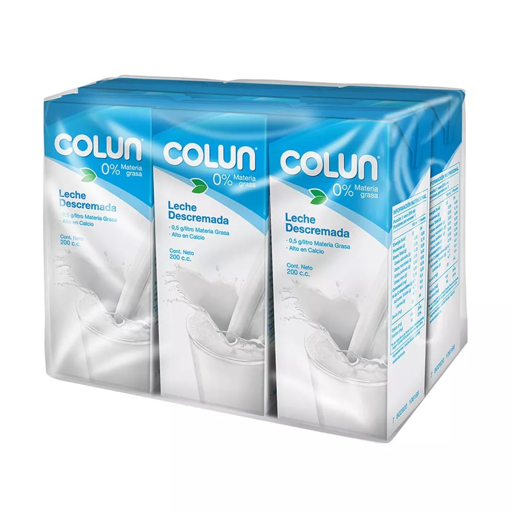 Pack leche descremada Colun 6 un de 200 ml