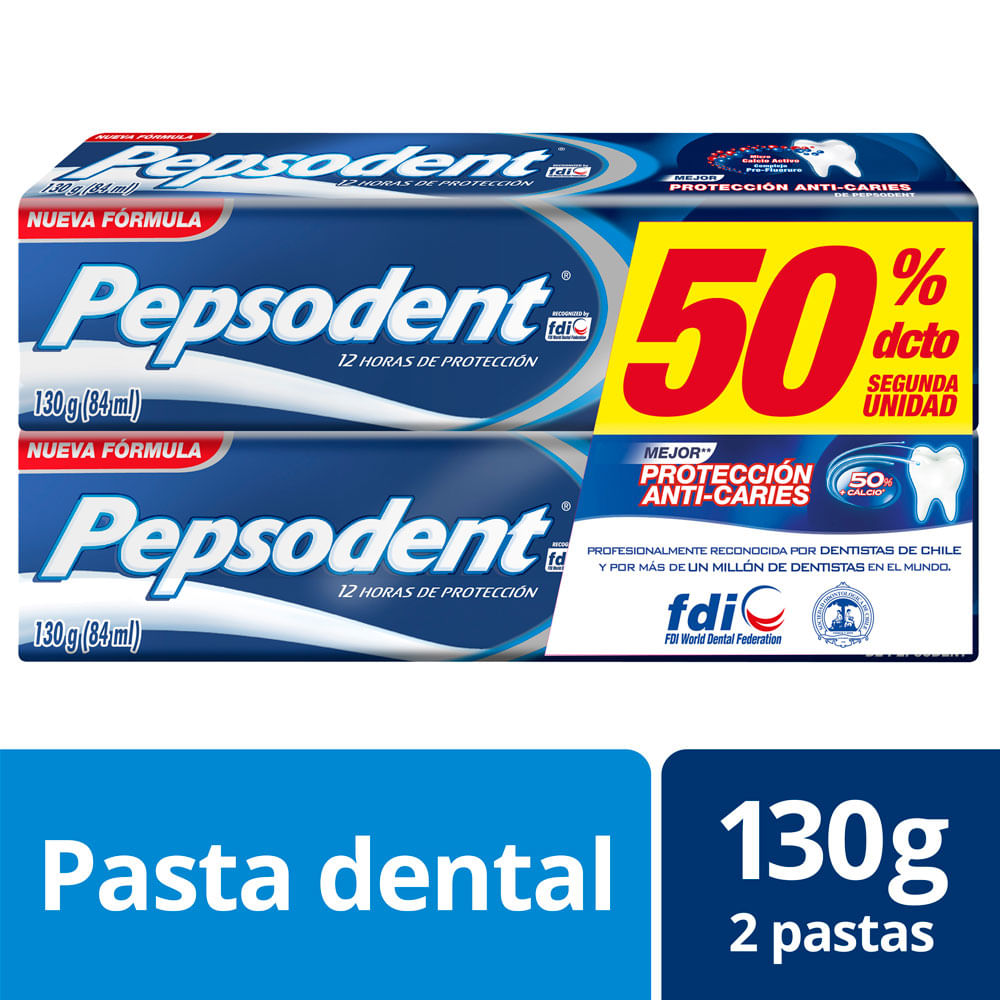 Pasta dental Pepsodent anticaries 2 un de 130 g