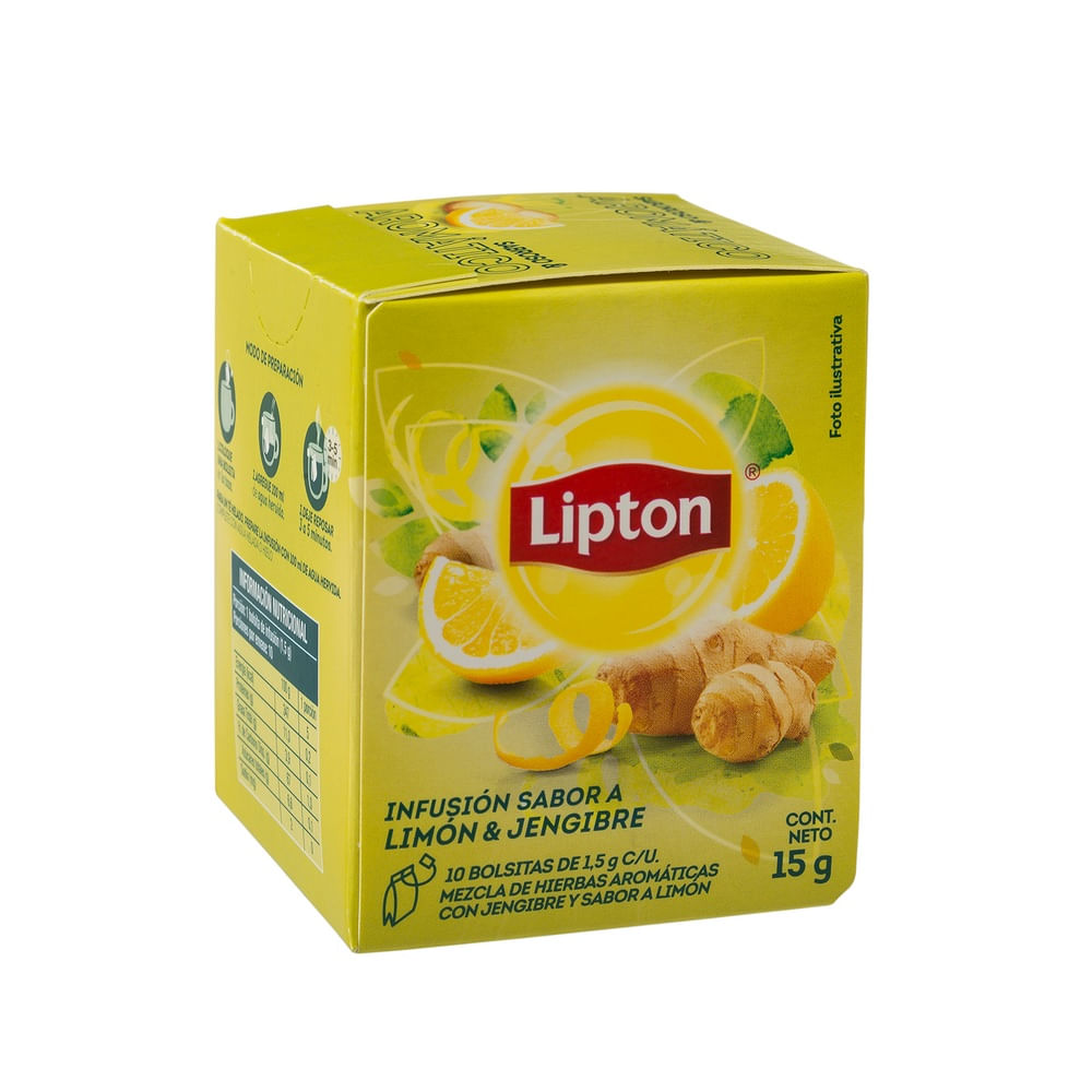 Té infusión Lipton limón jengibre 10 bolsitas
