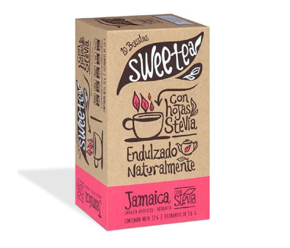 Té Sweetea rosa jamaica con stevia 20 bolsitas