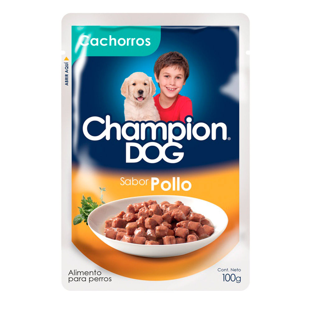Alimento húmedo perro Champion Dog cachorro Trocitos pollo100 g