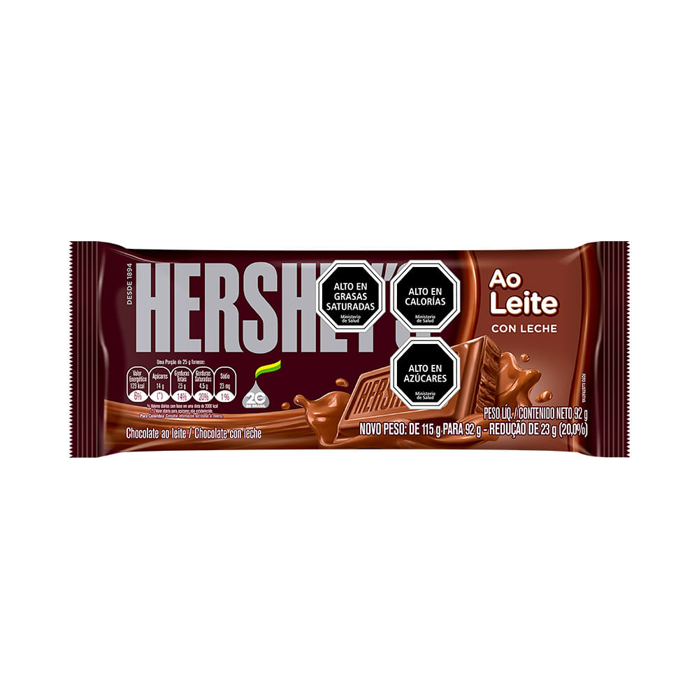Chocolate en barra Hersheys leche 92 g