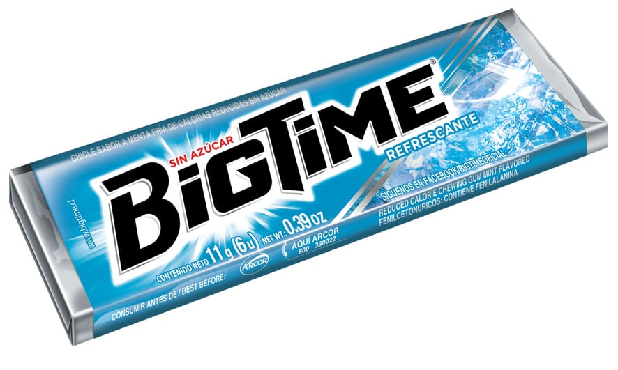 Chicle Bigtime menta refrescante 11 g