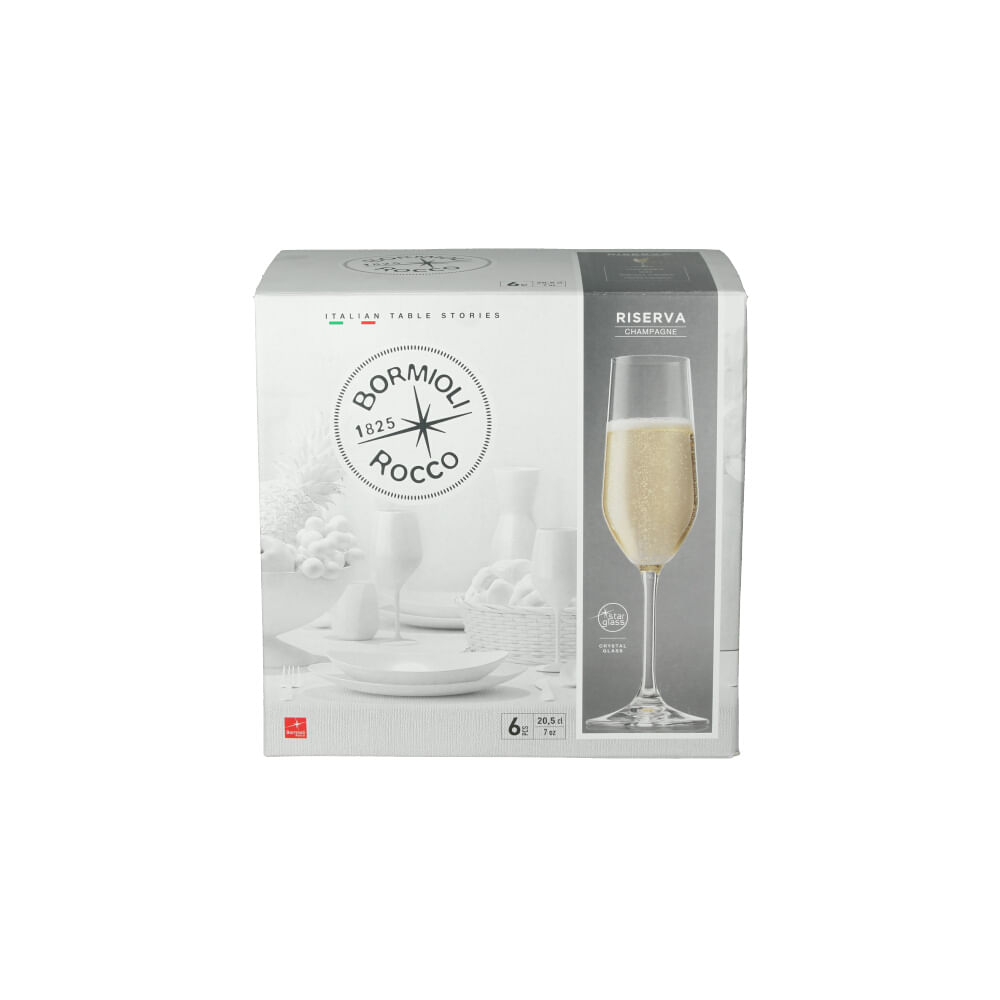 Set copas flauta cristal Bormioli 6 un