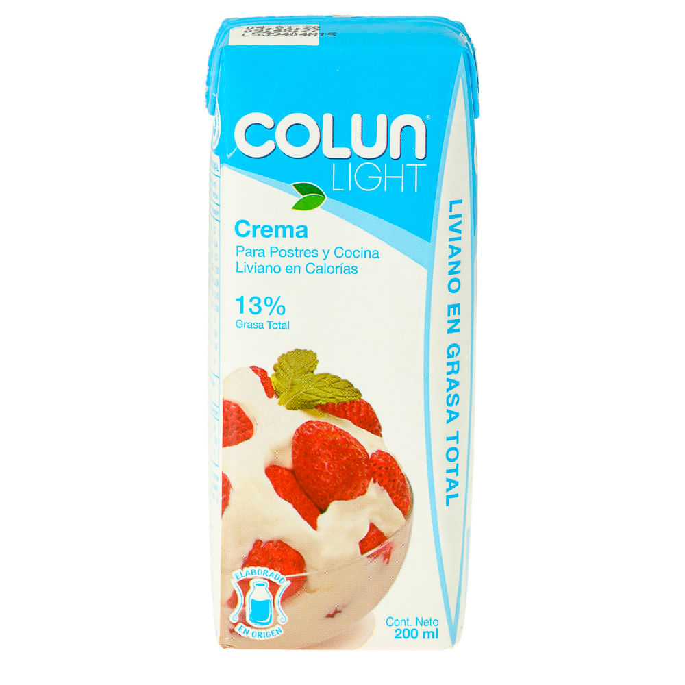 Crema de leche Colun light larga vida 200 ml