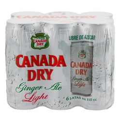 Pack bebida Canada Dry ginger ale light lata 6 un de 310 ml
