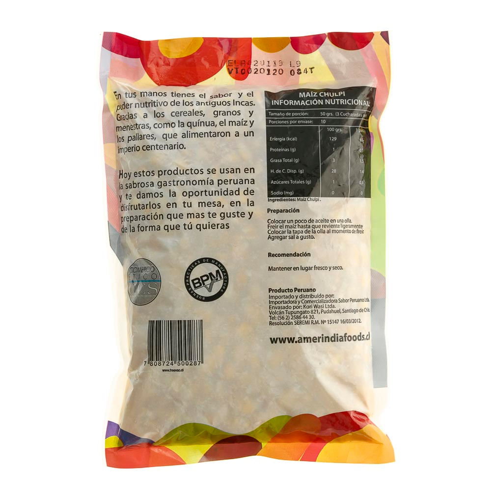 Maíz chulpi Sabor Peruano bolsa 500 g Maíz chulpi Sabor Peruano bolsa 500 g