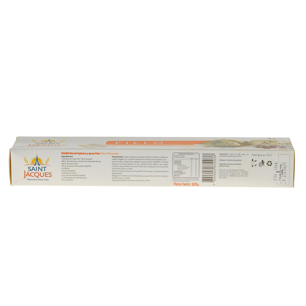 Masa hoja fresca Saint Jacques Fillod 320 g Masa hoja fresca Saint Jacques Fillod 320 g