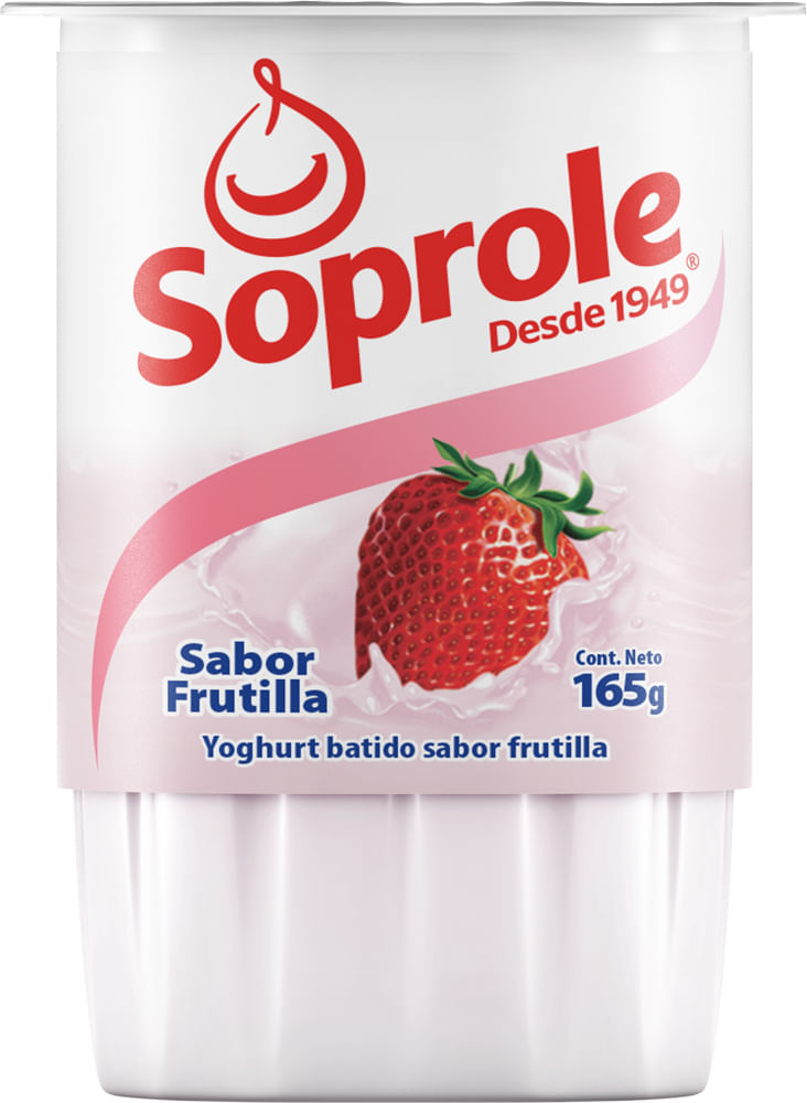 Yoghurt batido Soprole sabor frutilla pote 165 g