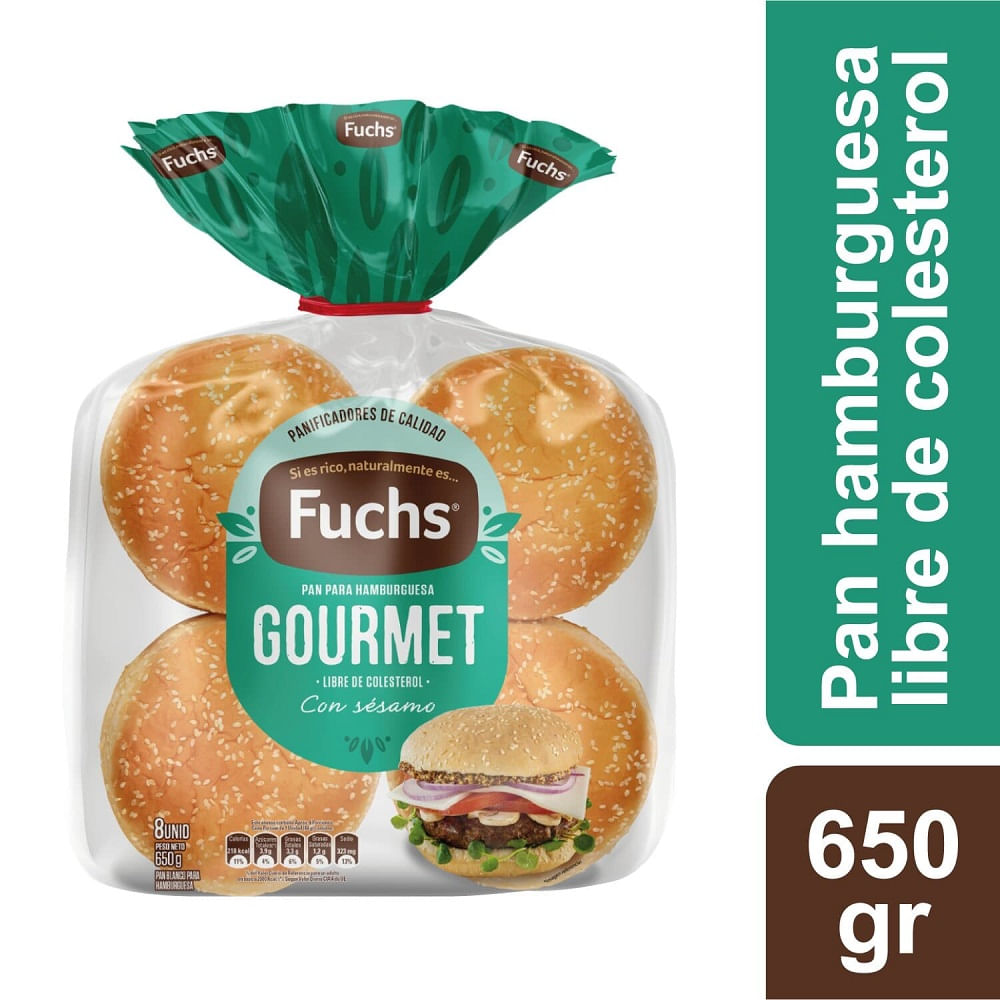 Pan hamburguesas Fuchs Gourmet libre de colesterol 8 un bolsa 650 g