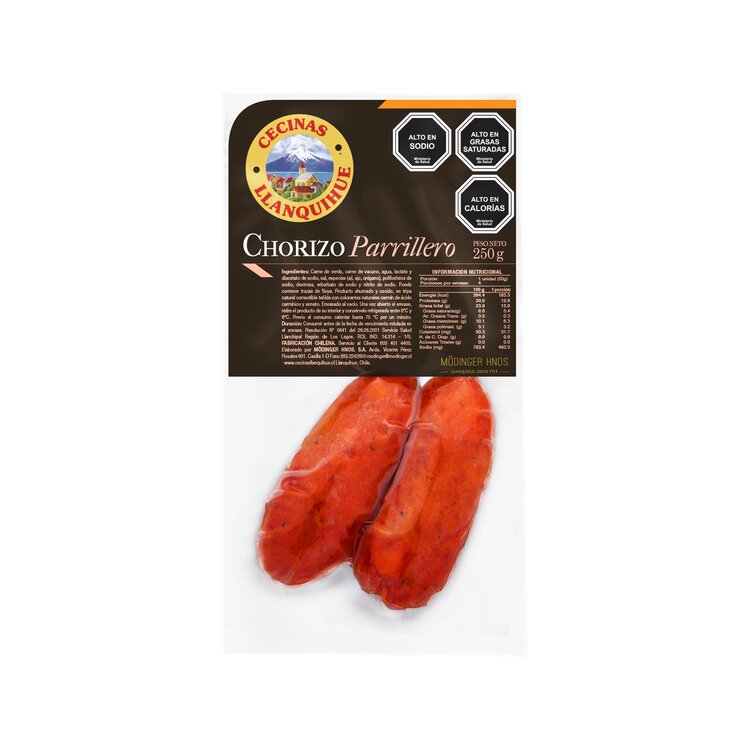 Chorizo parrillero Llanquihue 3 un de 250 g