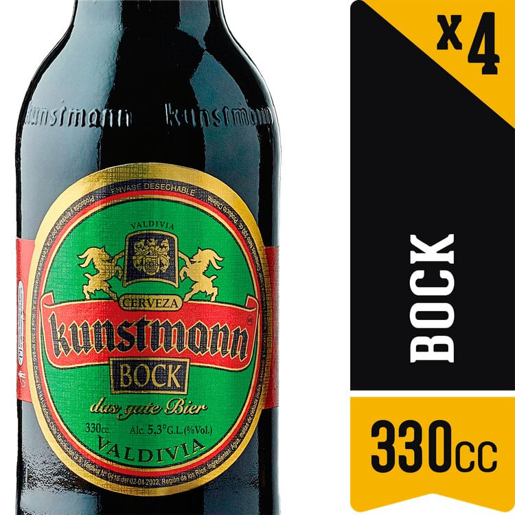 Pack Cerveza Kunstmann bock negra botella 4 un de 330 cc