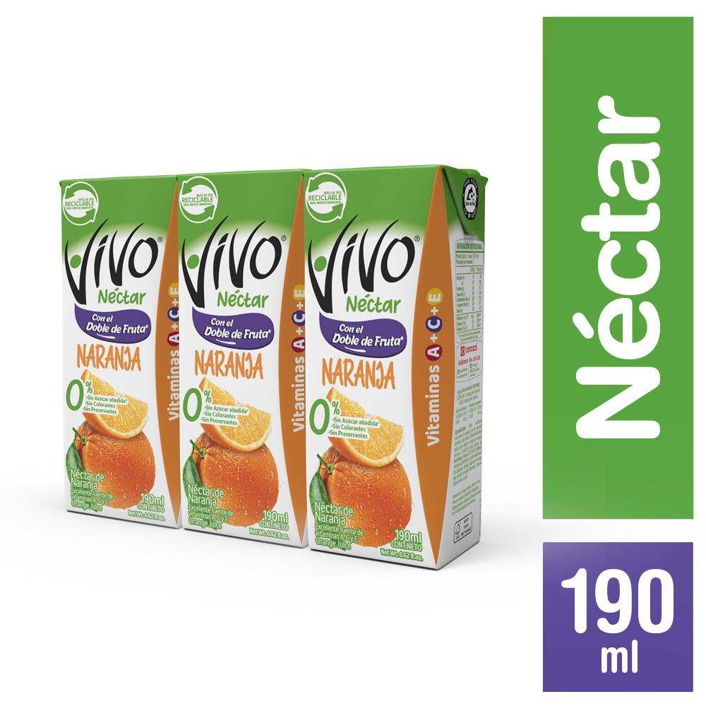 Pack néctar Vivo naranja 3 un de 190 ml
