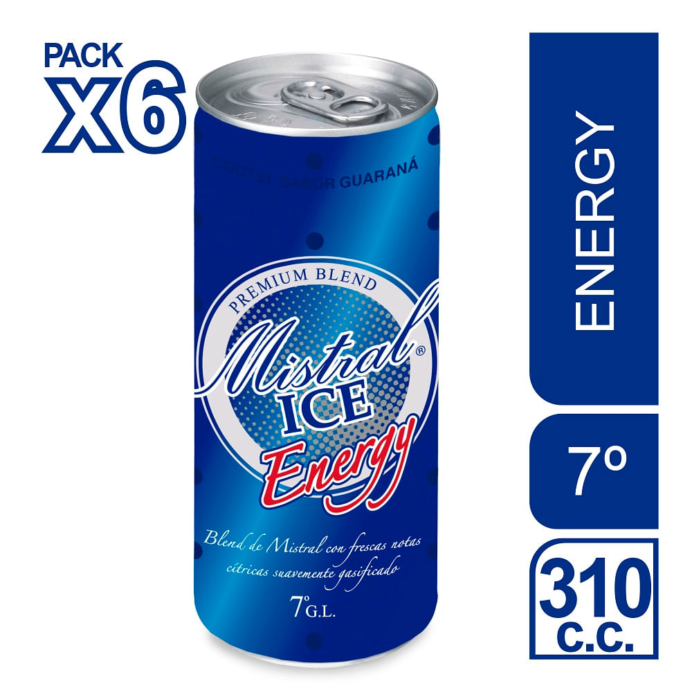 Pack cóctel Mistral Ice energy lata 6 un de 310 cc
