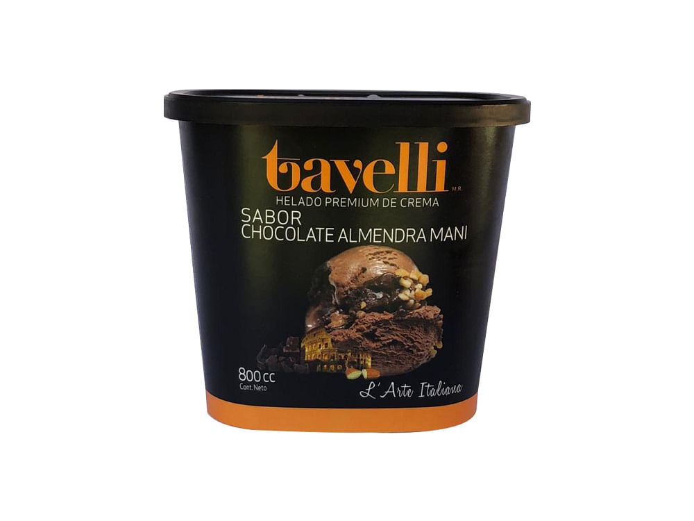 Helado Tavelli chocolate almendra maní 800 ml