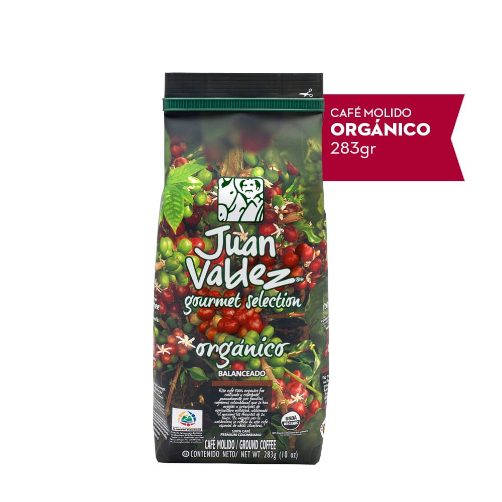 Café grano molido Juan Valdez balanceado orgánico 283 g