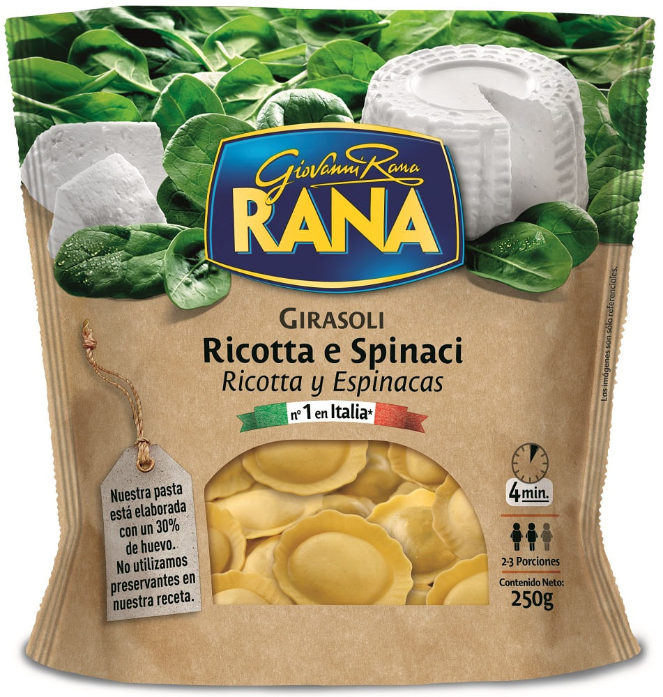 Pasta girasoli Rana ricotta y espinacas 250 g