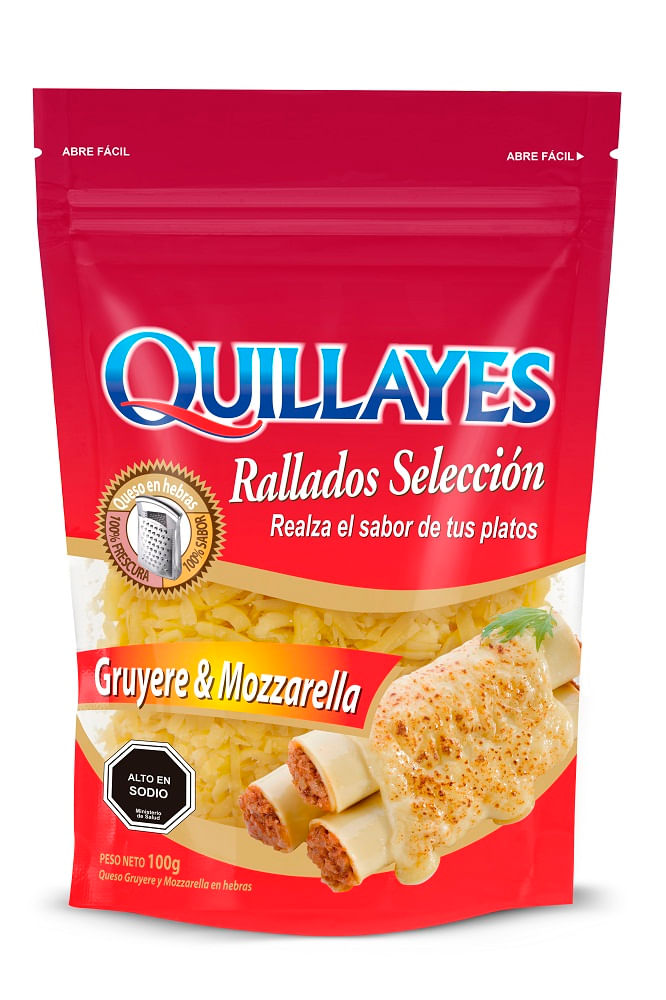 Queso rallado Quillayes gruyere mozzarella 100 g