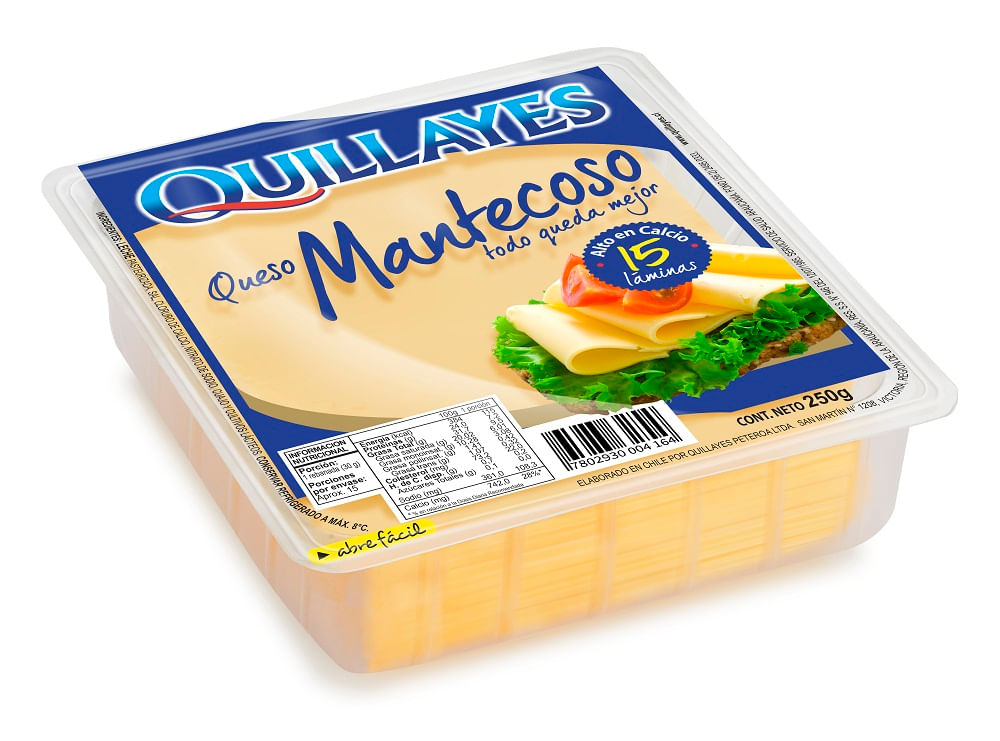 Queso mantecoso Quillayes laminado 250 g