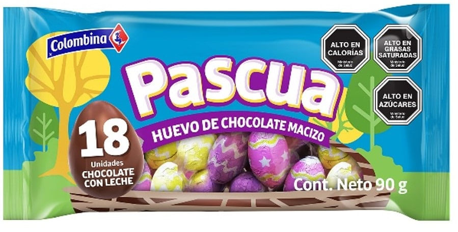 Huevitos de chocolate pascua Colombina bandeja 18 un