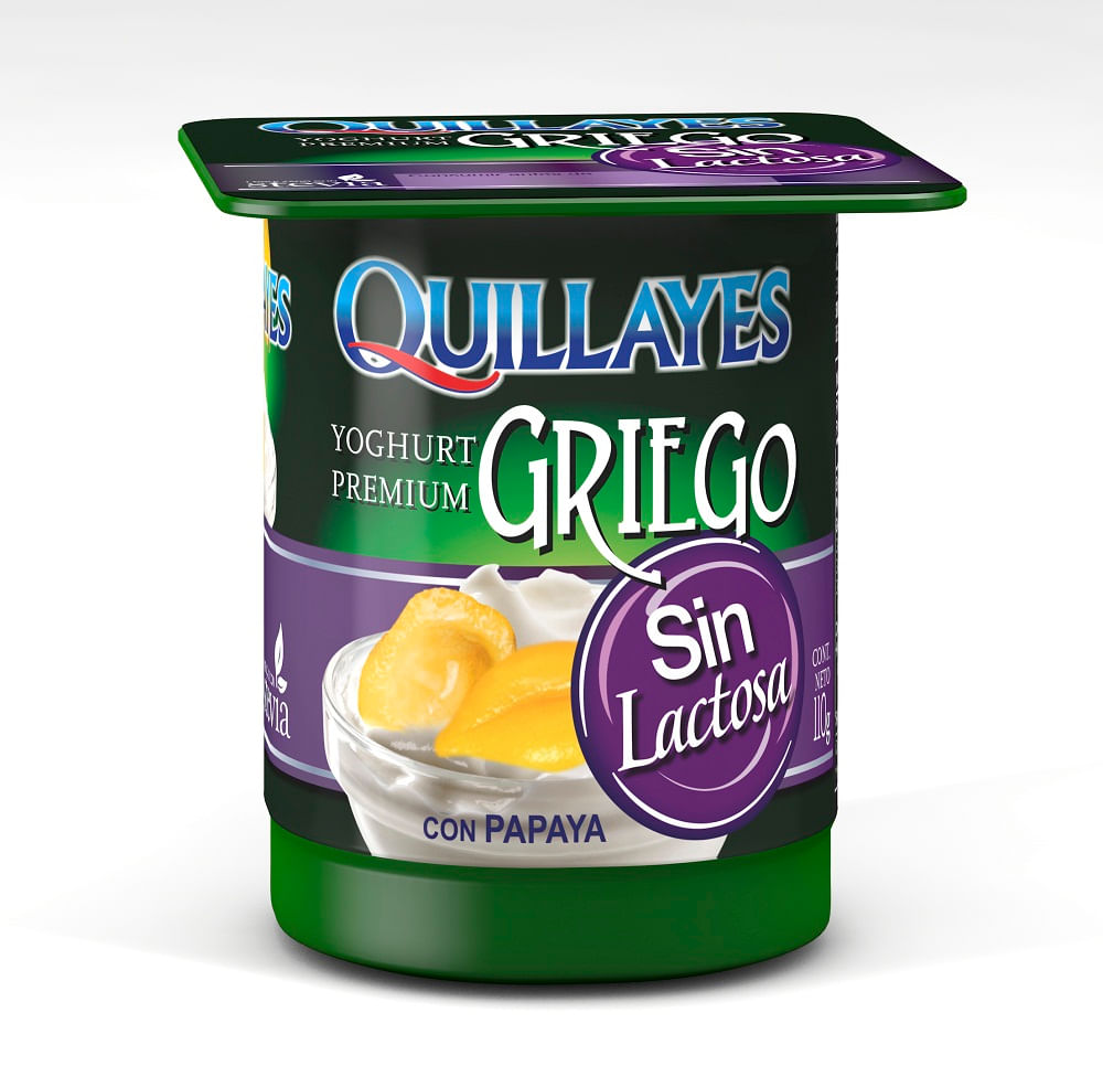 Yoghurt Griego Quillayes sin lactosa papaya 110 g