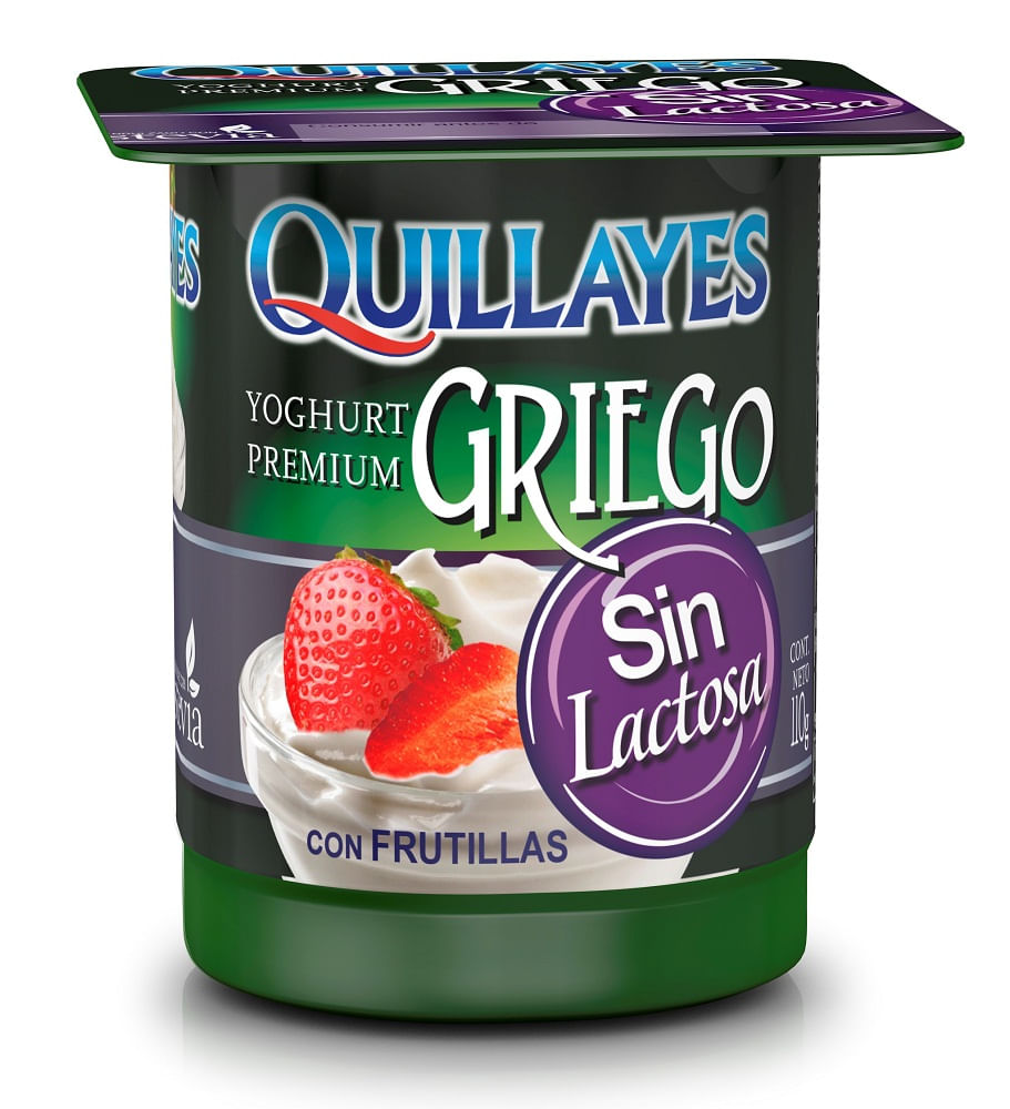 Yoghurt Griego Quillayes sin lactosa frutilla 110 g