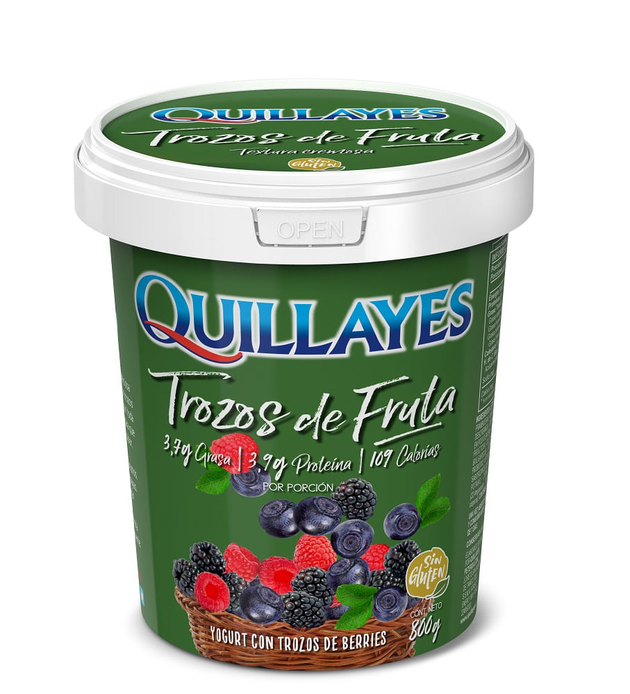 Yoghurt Quillayes trozos berries pote 800 g