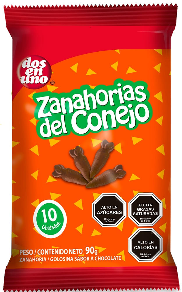 Zanahorias de chocolate Dos en Uno 10 un bolsa 90 g