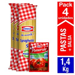 Pack Pasta spaguetti N° 5 Carozzi 3 un de 400 g + Salsa Pomarola 200 g