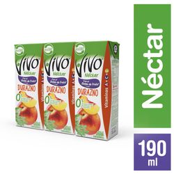 Pack néctar Vivo durazno 3 un de 190 ml