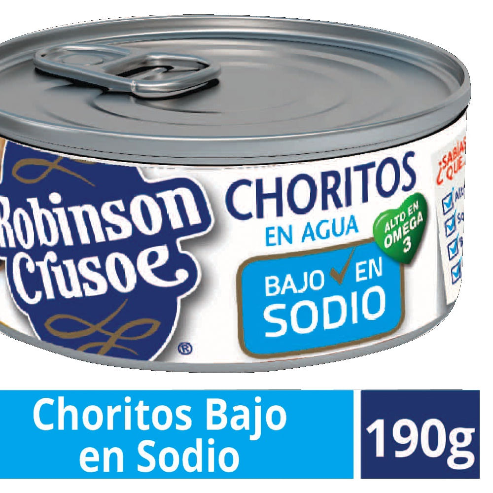 Choritos Robinson Crusoe en agua bajo en sodio 190 g