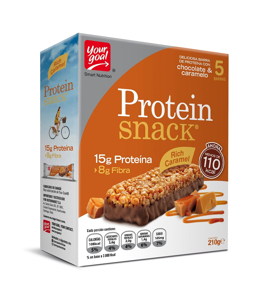 Pack Barra cereal Your Goal Protein chocolate caramelo 5 un de 42 g