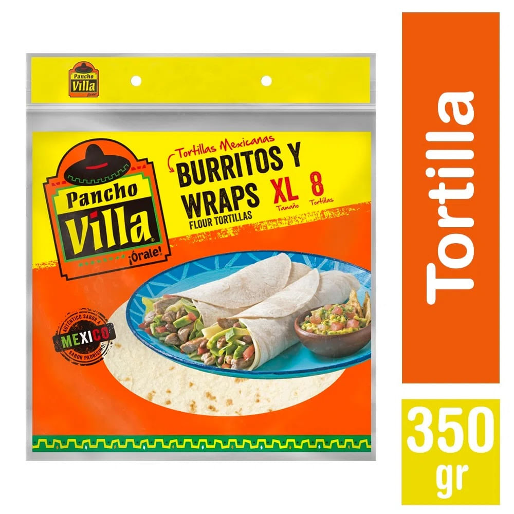 Tortilla mexicana Pancho Villa burritos y wraps XL 8 un bolsa 350 g