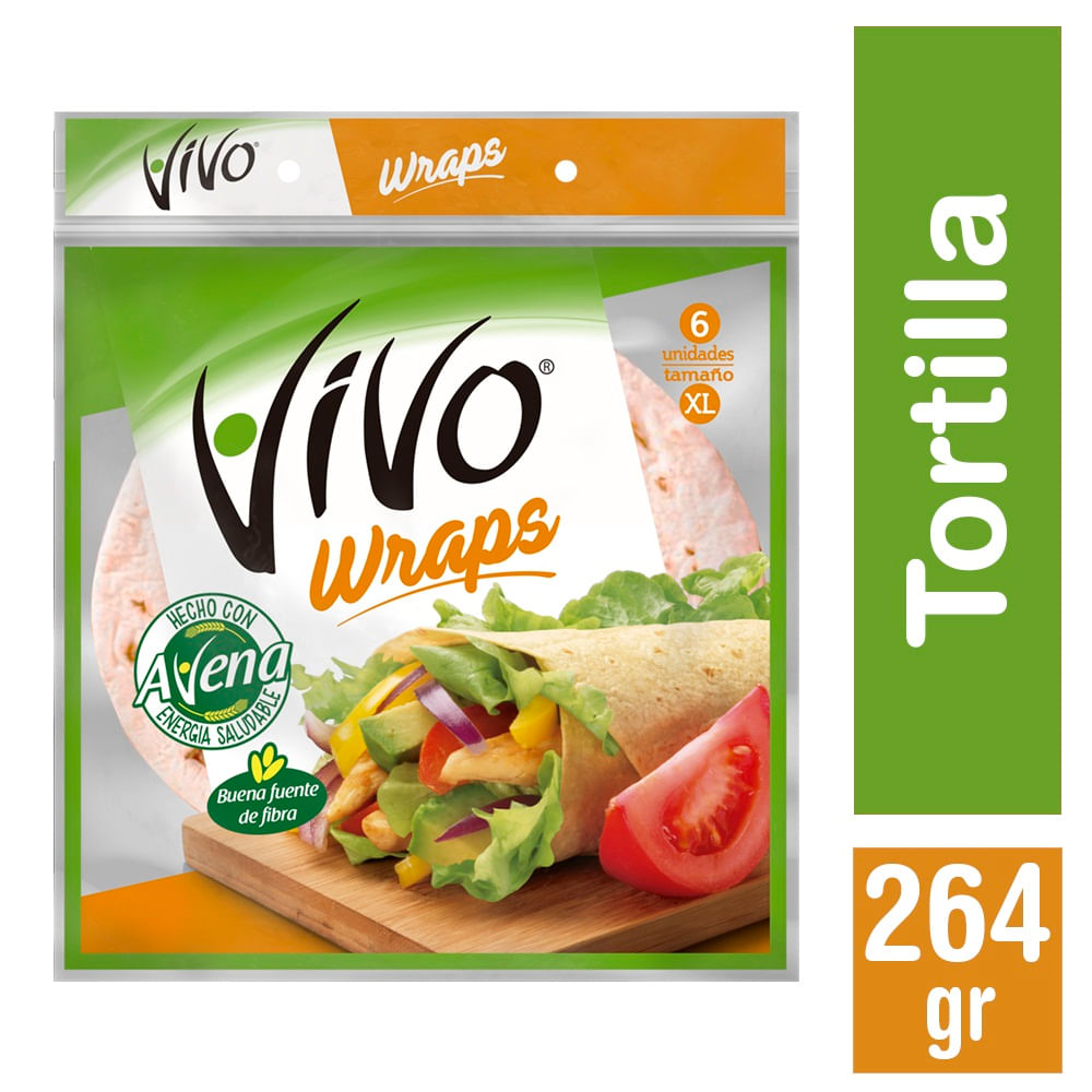 Tortilla wraps Vivo con avena XL 6 un bolsa 264 g