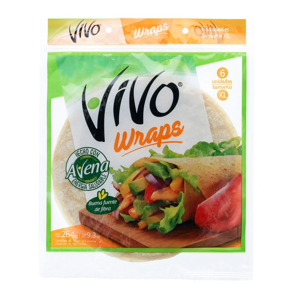 Tortilla wraps Vivo con avena XL 6 un bolsa 264 g