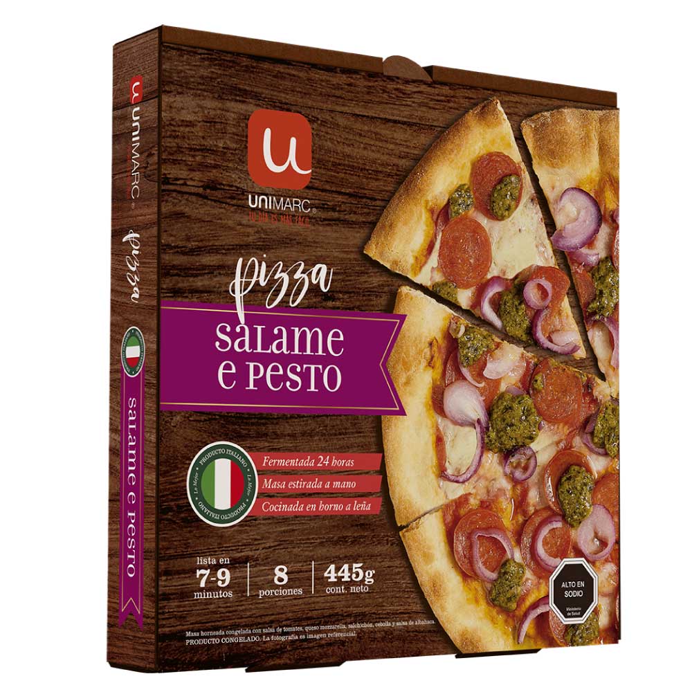 Pizza Unimarc salame y pesto 445 g