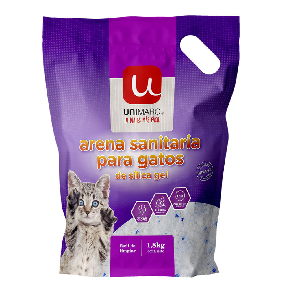 Arena sanitaria silica Unimarc gel 1.8 Kg