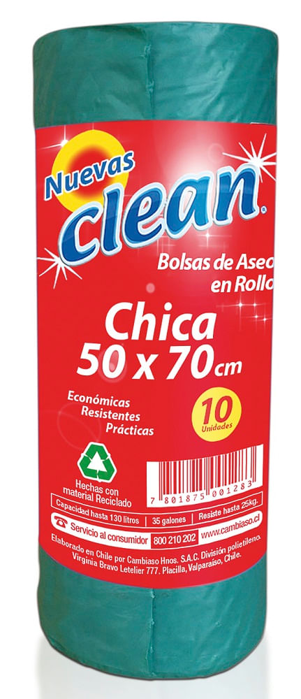Bolsas de aseo Clean en rollo chica 50x70 cm 10 un