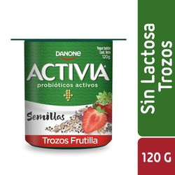 Yoghurt sin lactosa Activia semillas trozos frutilla 120 g