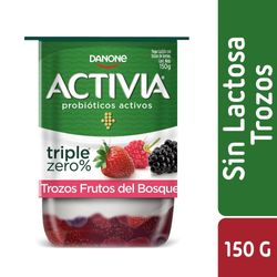 Yoghurt sin lactosa Activia triple zero trozos frutos del bosque 150 g