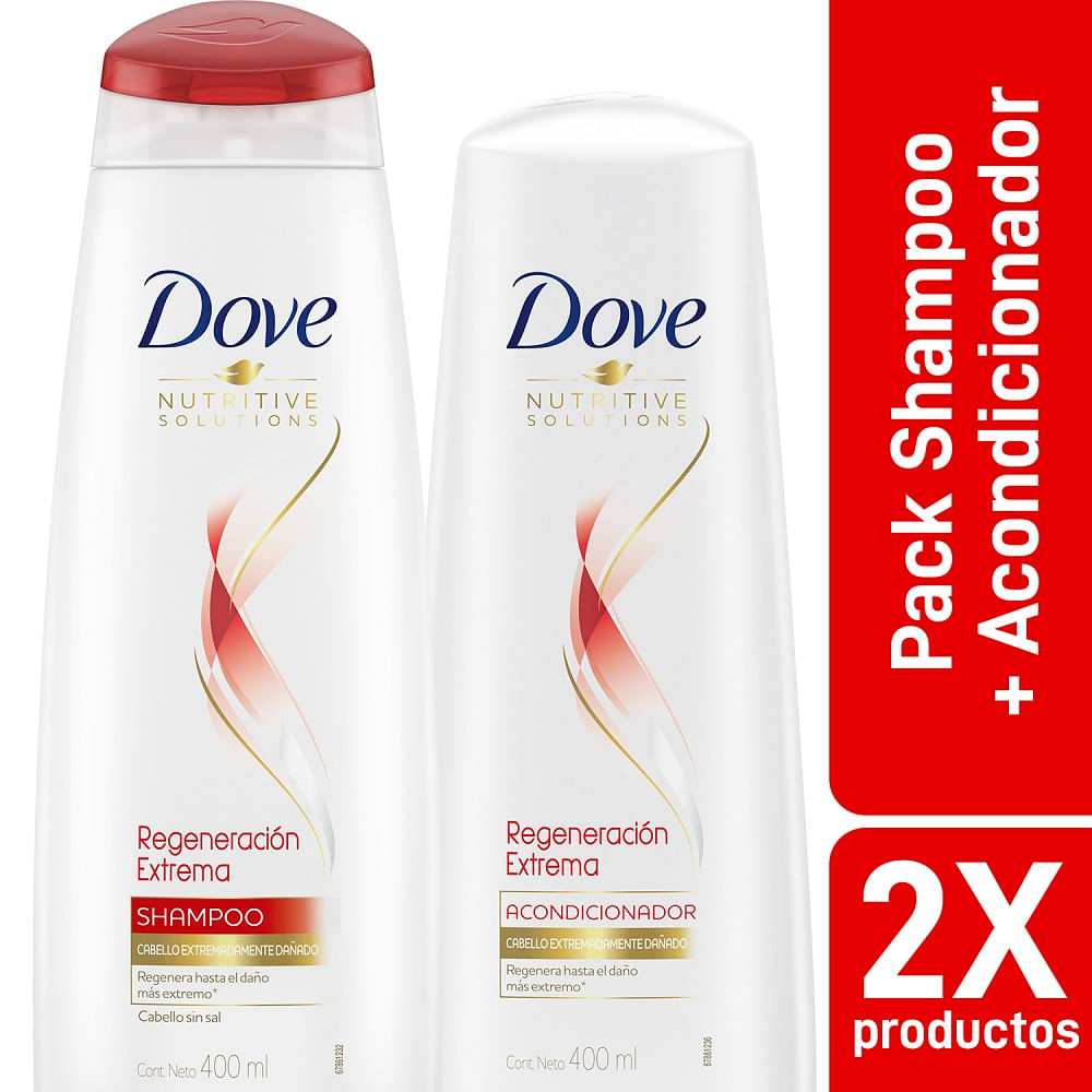 Pack Shampoo Dove regeneración extrema 400 ml+Acondicionador 400 ml
