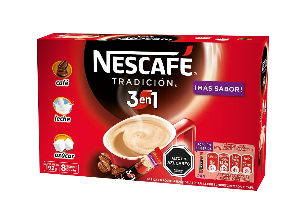Café instantáneo Nescafé tradición 3 en 1 caja 8 un de  24 g