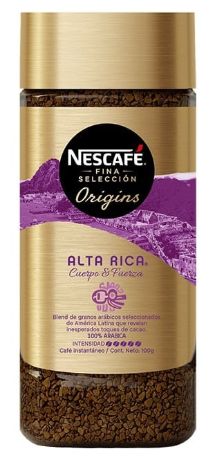 Café instantáneo liofilizado Nescafé fina selección origins alta rica frasco 100 g
