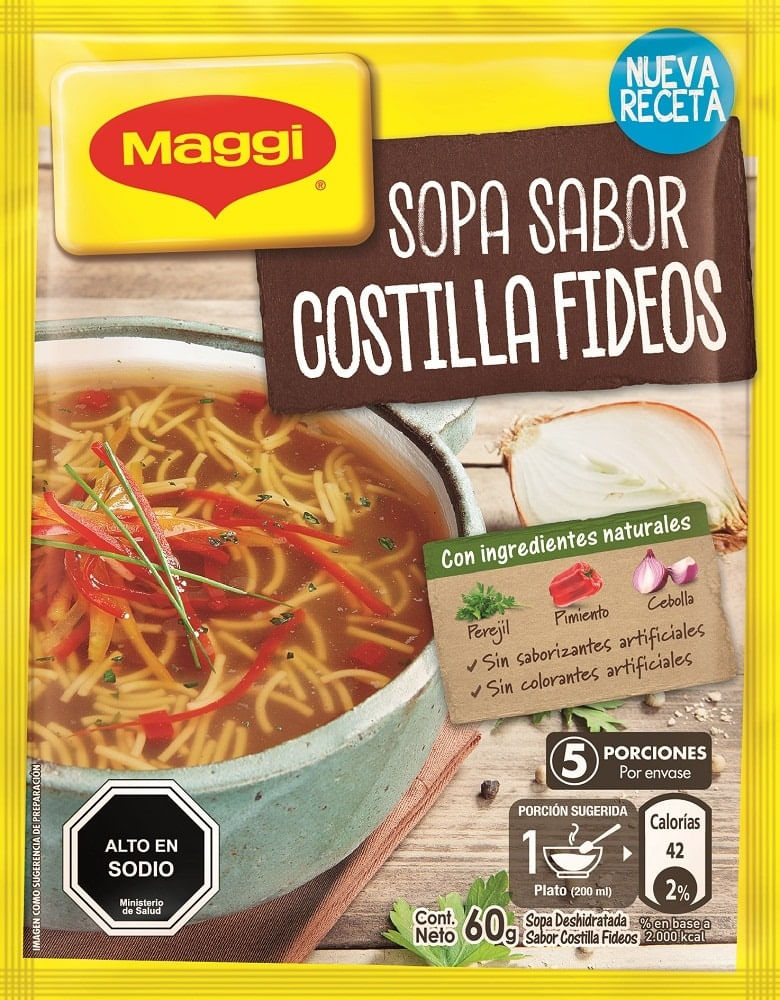 Sopa de costillla Maggi con fideos sobre 60 g